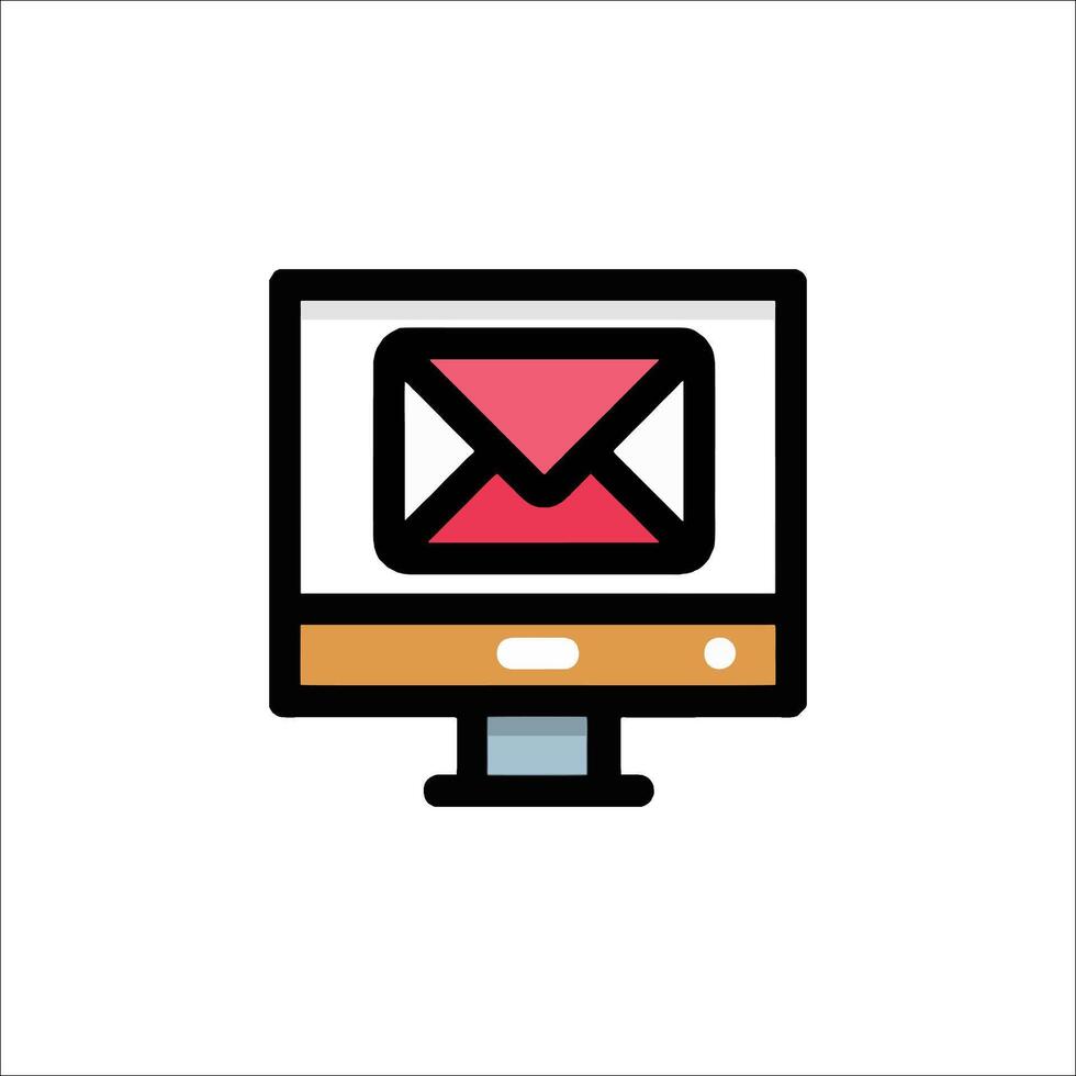 Email icon on a computer monitor vector