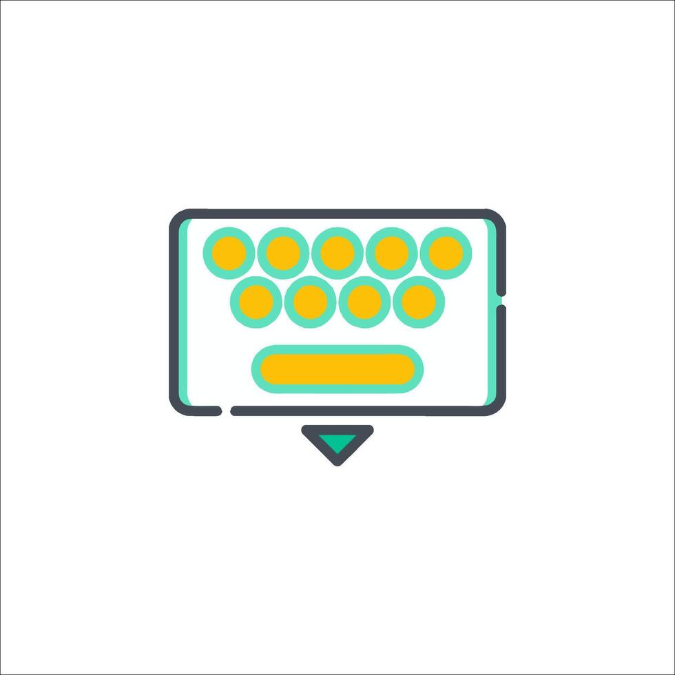 A keyboard icon with a yellow and green color vector