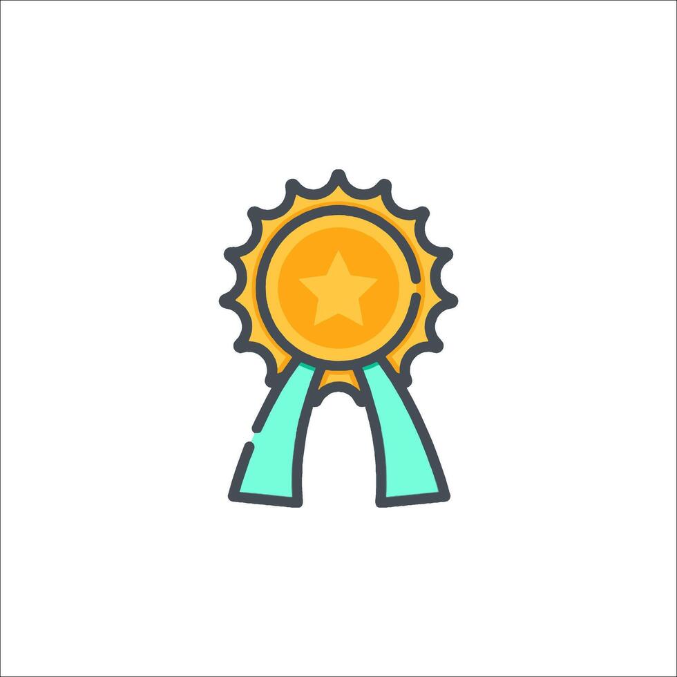 A medal icon with a ribbon around it vector