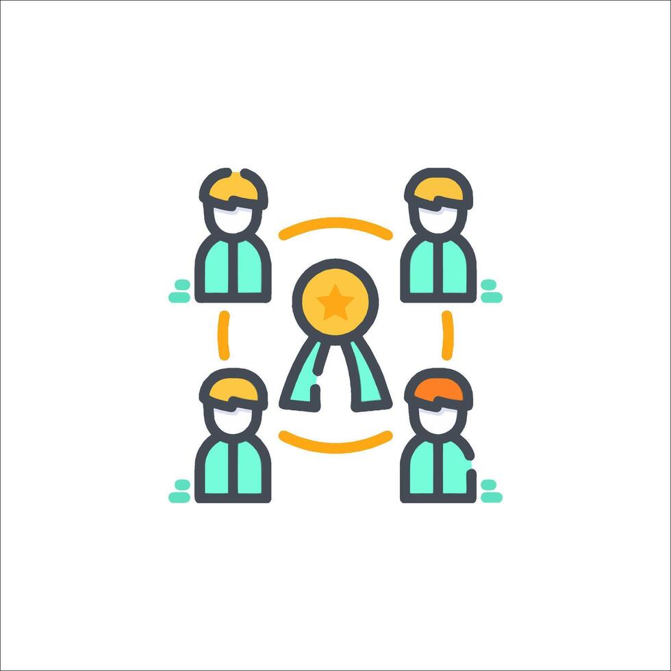 A line icon of people in a circle vector