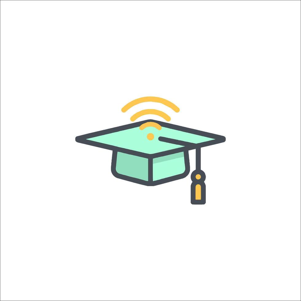 A graduation cap with wifi symbol vector