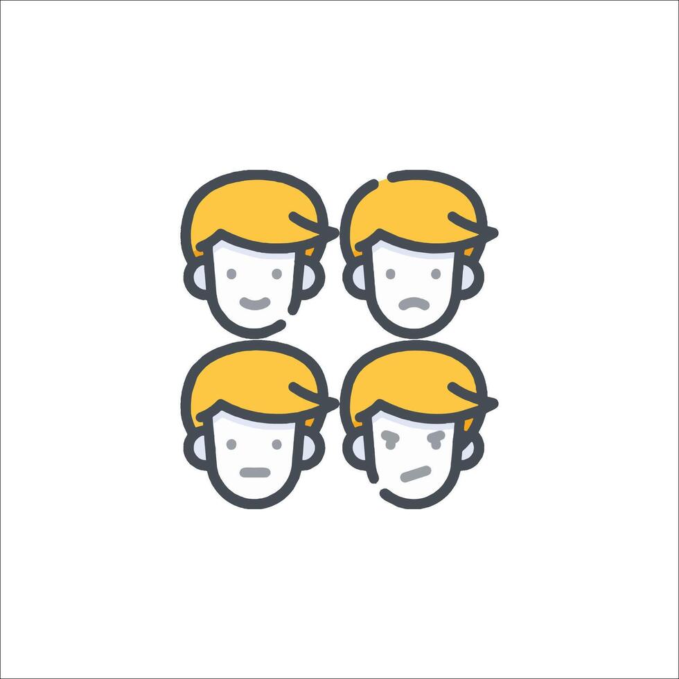 A line icon of a man with different emotions vector