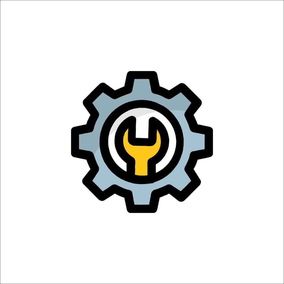 A gearwheel with a wrench inside it vector