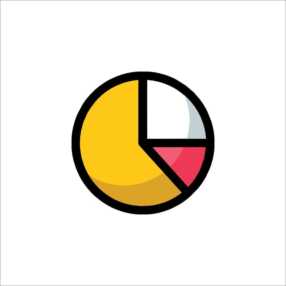A pie chart icon with a red and yellow slice vector
