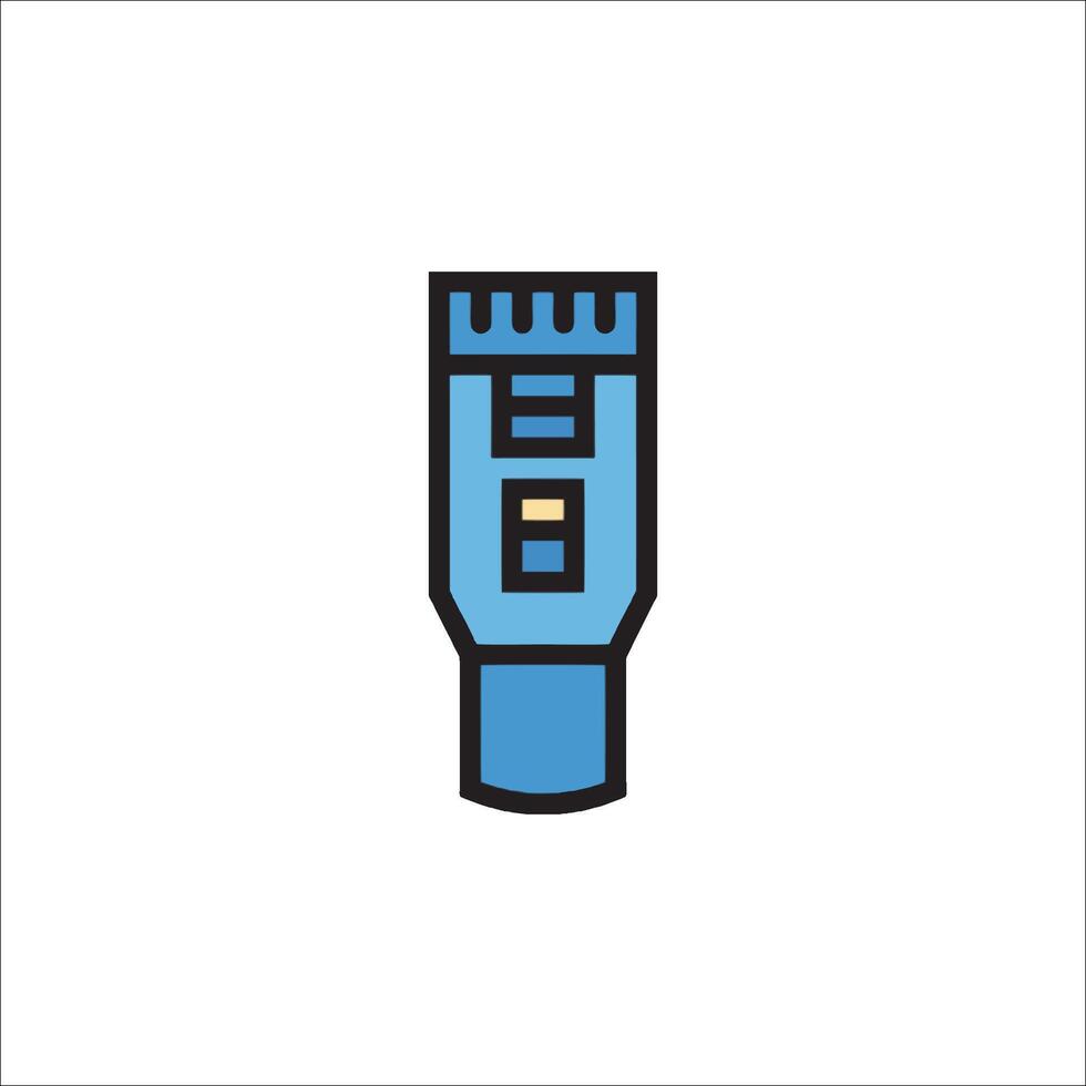 A blue and yellow cable with a plug on it vector