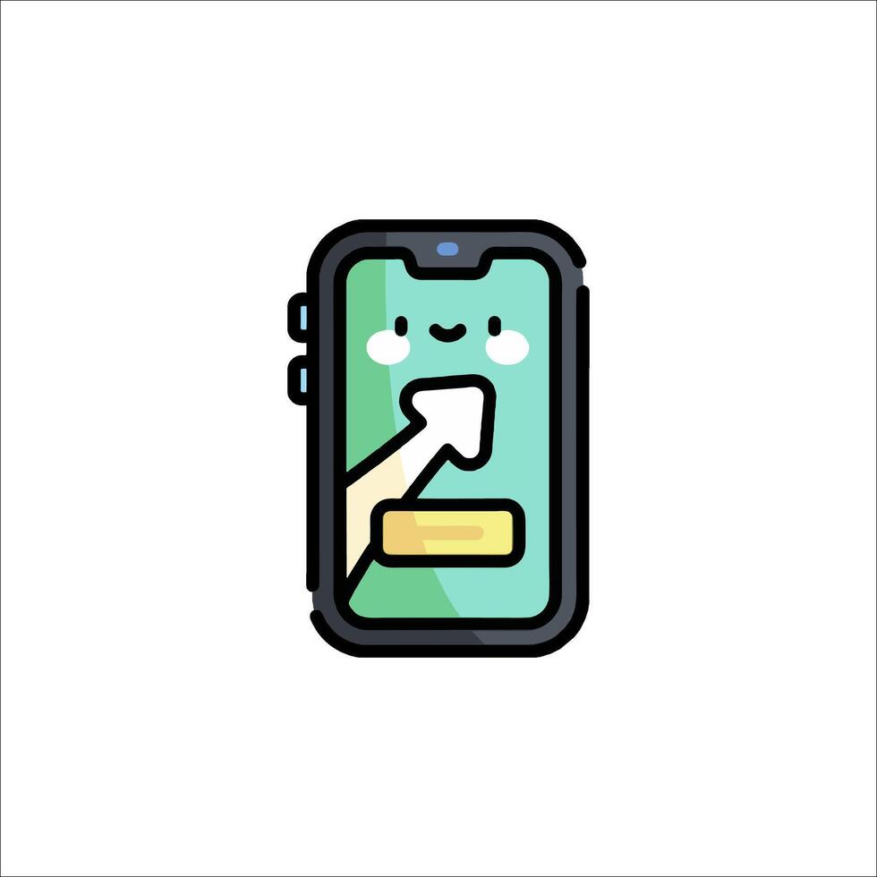 A cartoon phone with a button on it vector