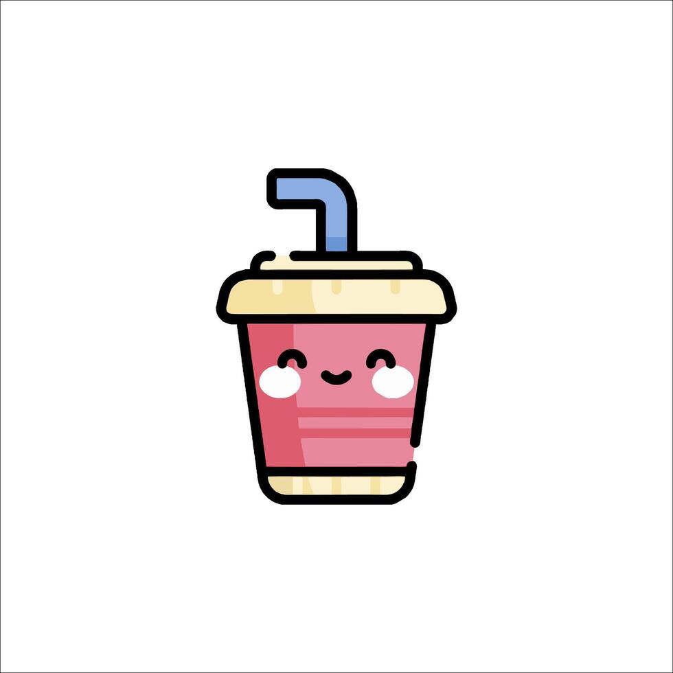 A cute drink cup with a straw and a smile vector