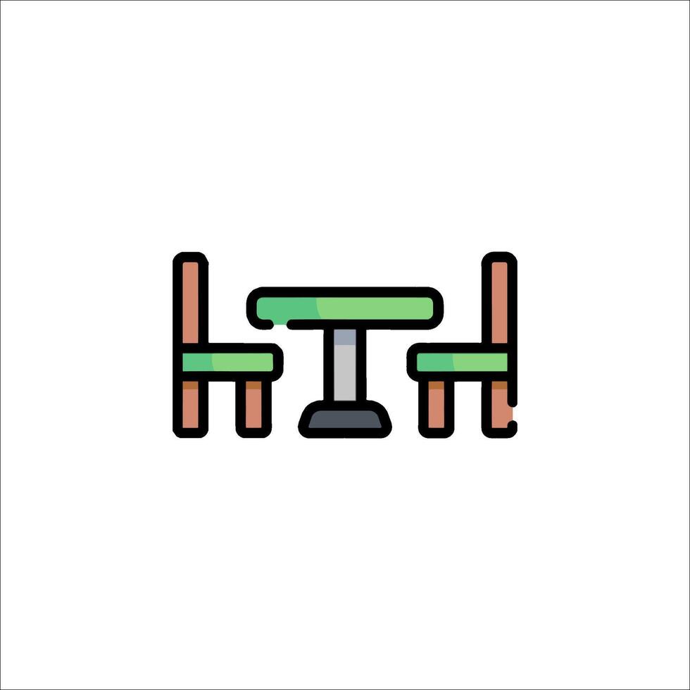 A table and chairs icon on a white background vector