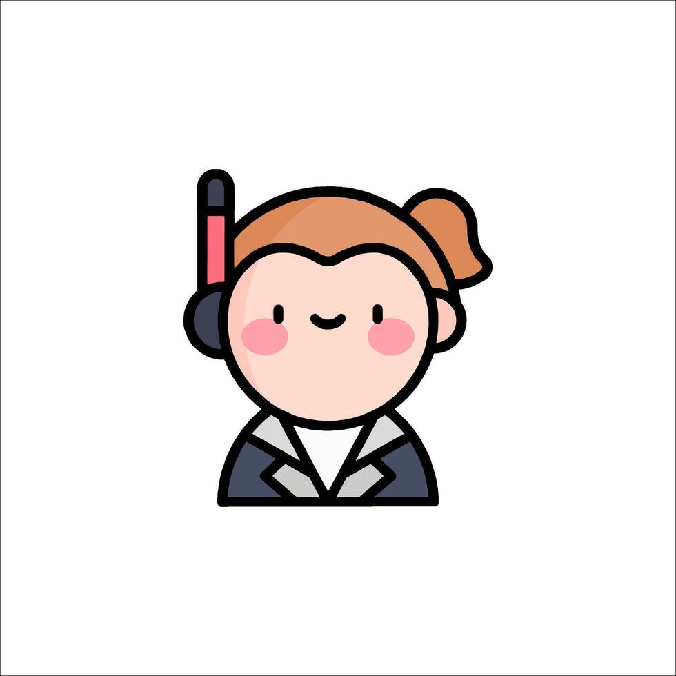 A cartoon woman with headphones on her head vector