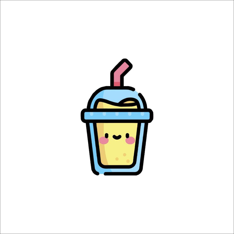 A cartoon drink with a straw and a smile vector