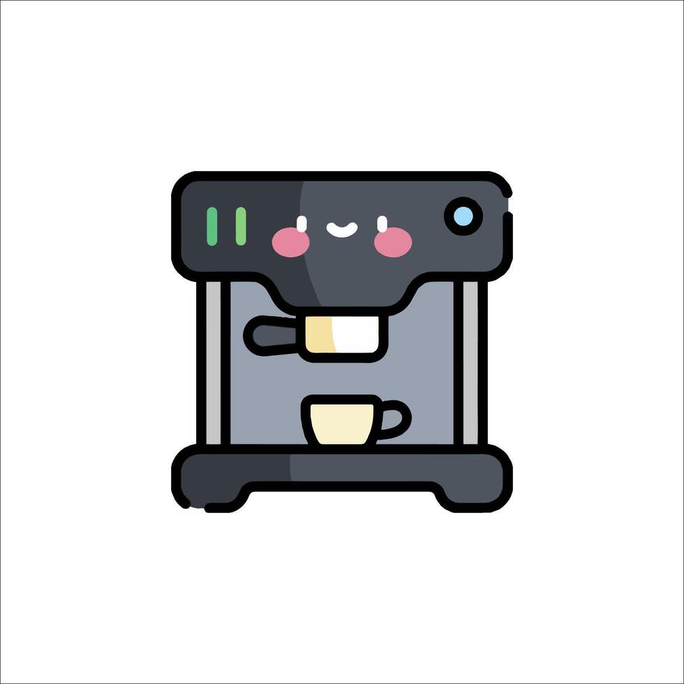 A coffee machine with a cute face on it vector