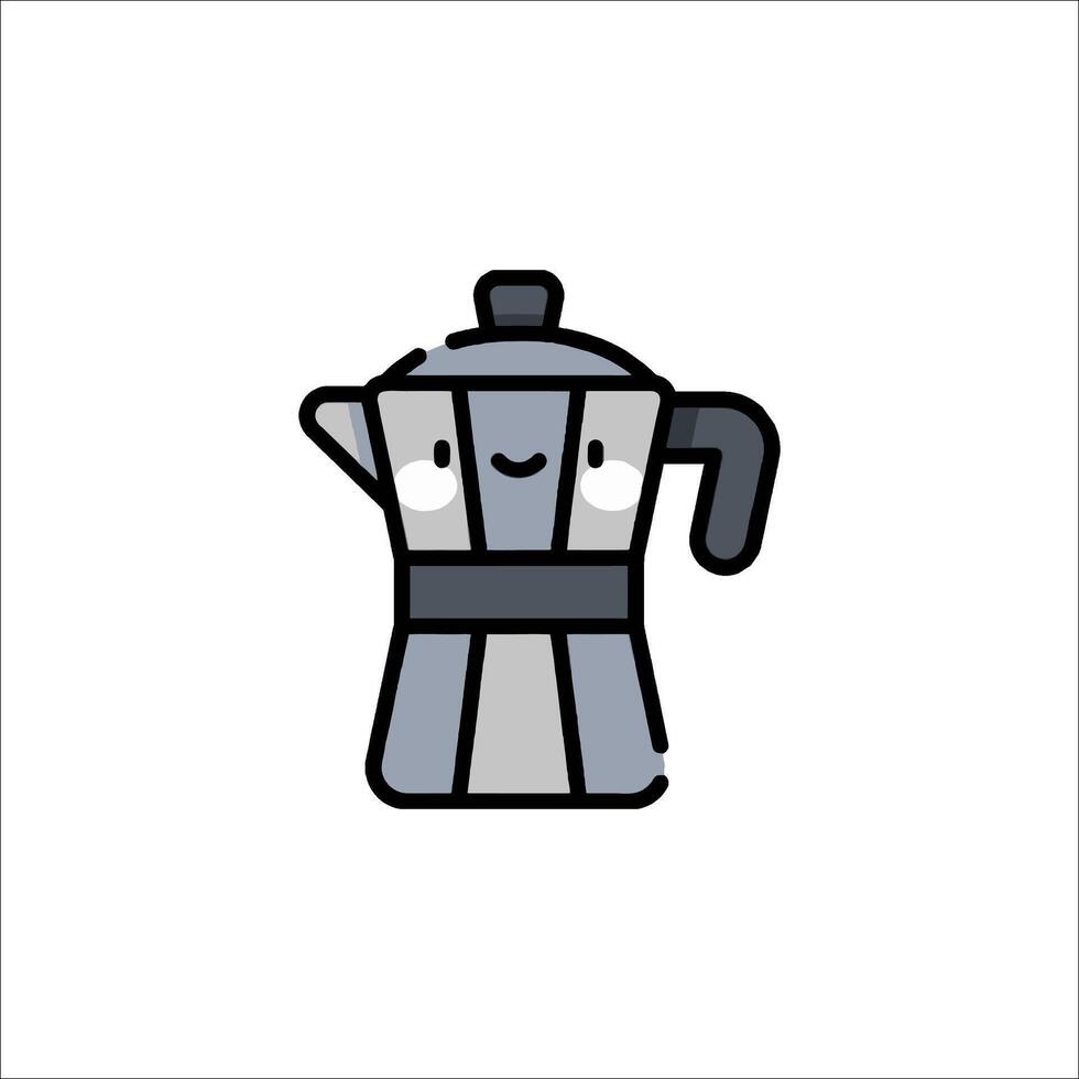 A cartoon coffee maker with a smiley face vector