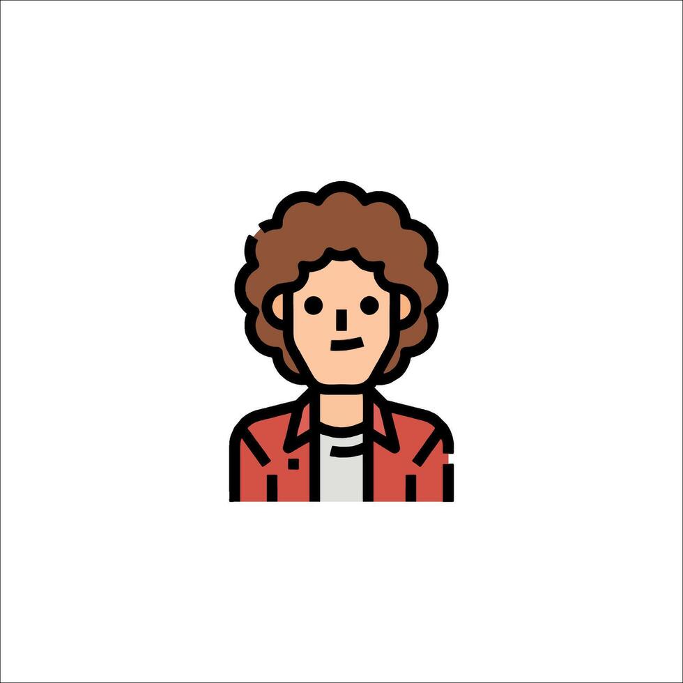 A man with curly hair is shown in a flat style vector