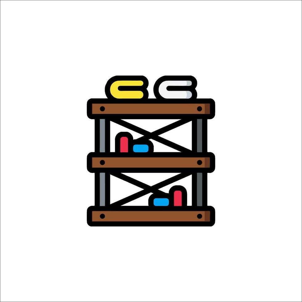 A warehouse with shelves and boxes vector