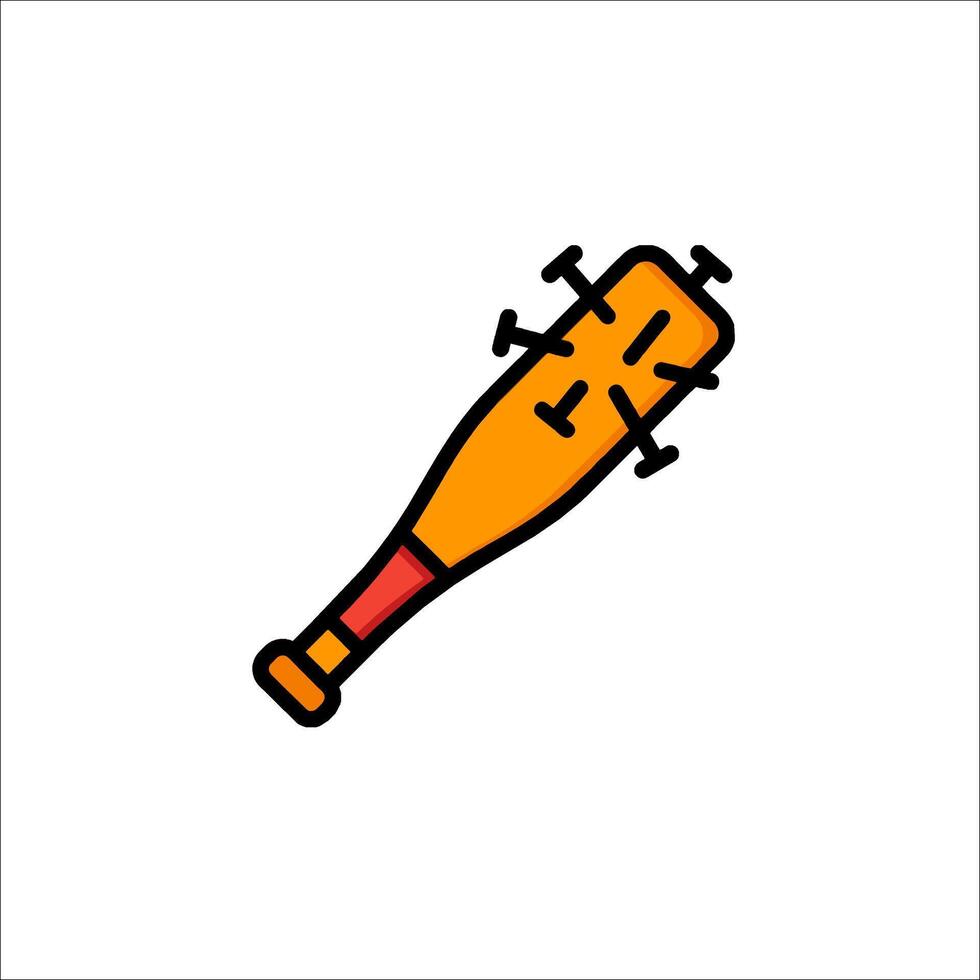 A baseball bat icon with a nail in it vector