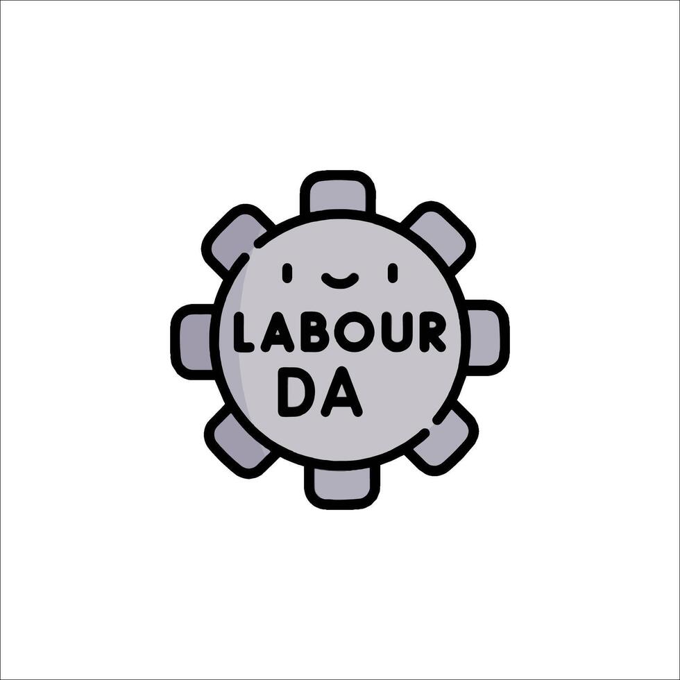 A cartoon character with the word labour da written on it vector