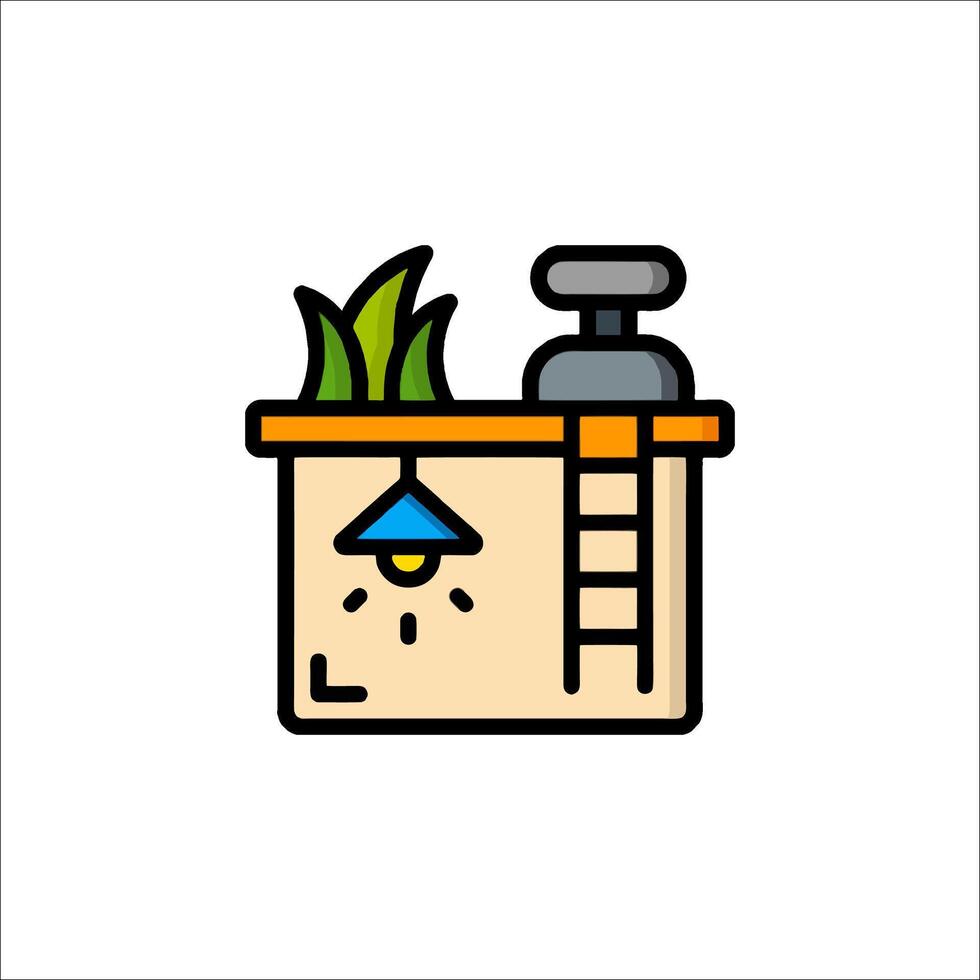 A house with a ladder and plant on top vector
