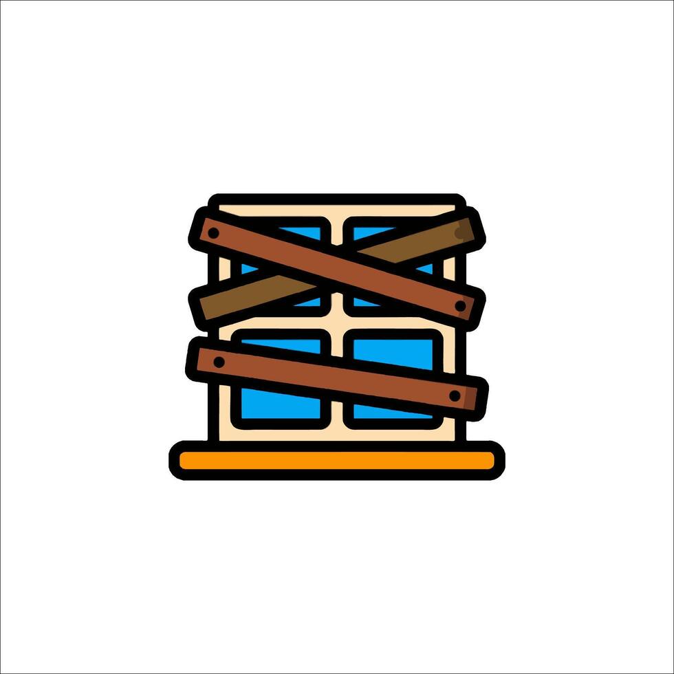A cartoon image of a box with a wooden board on top vector