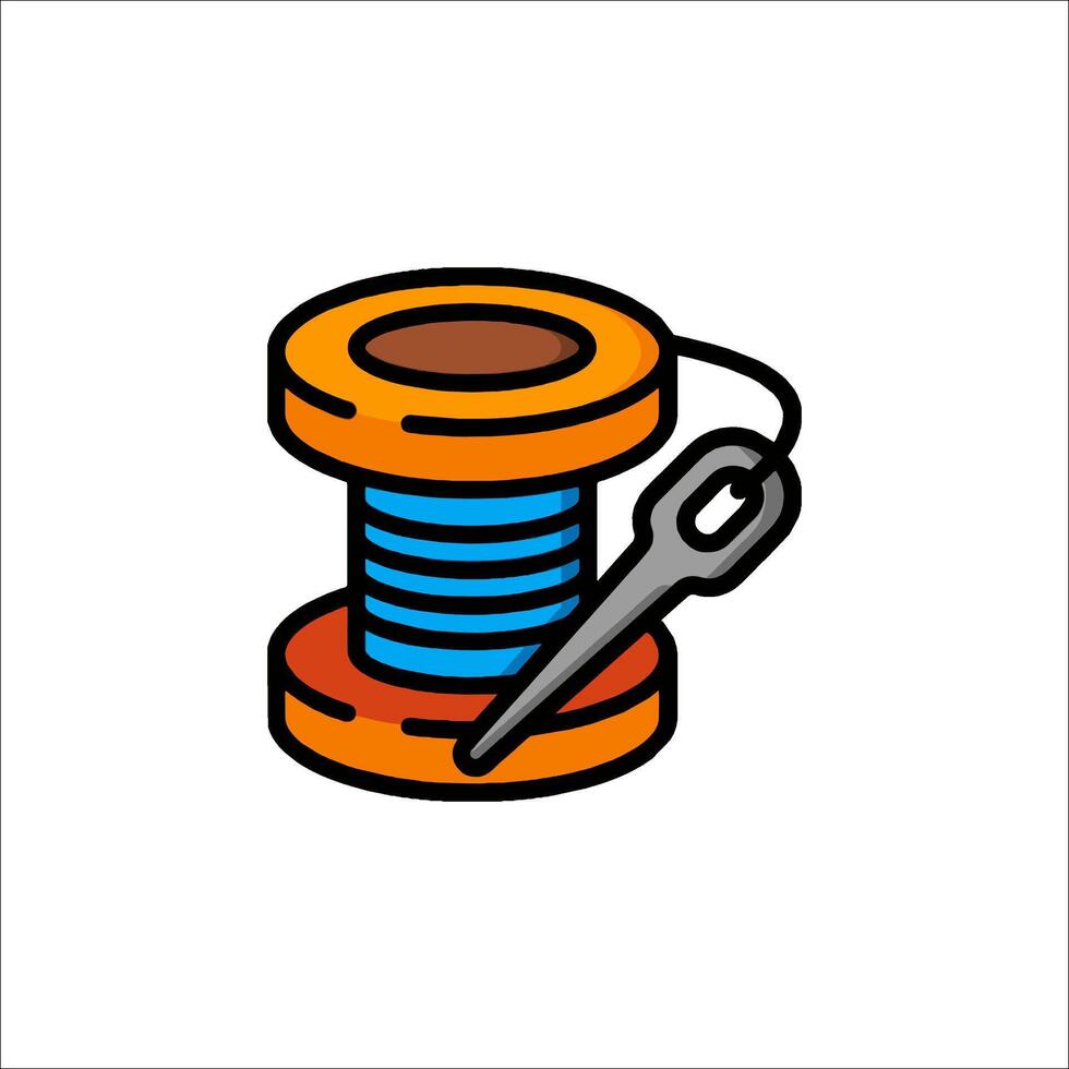 A spool of thread and a needle icon vector