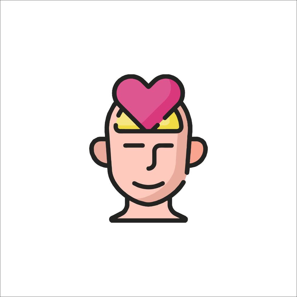 A man with a heart on his head vector
