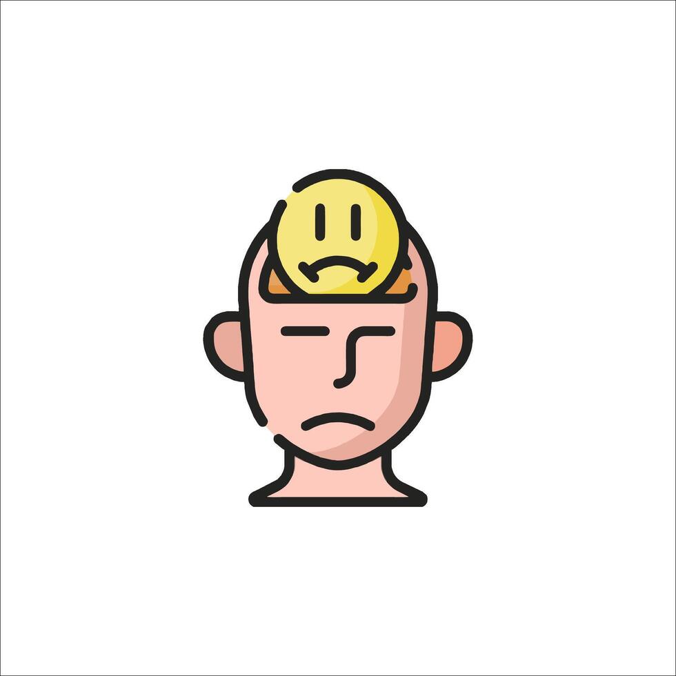 A man with a sad face and a smiley face on his head vector