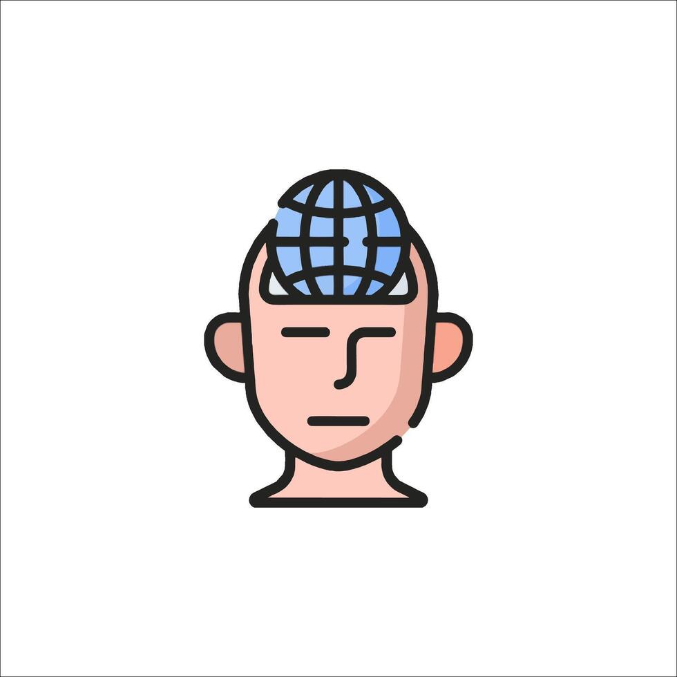 A man with a globe on his head vector