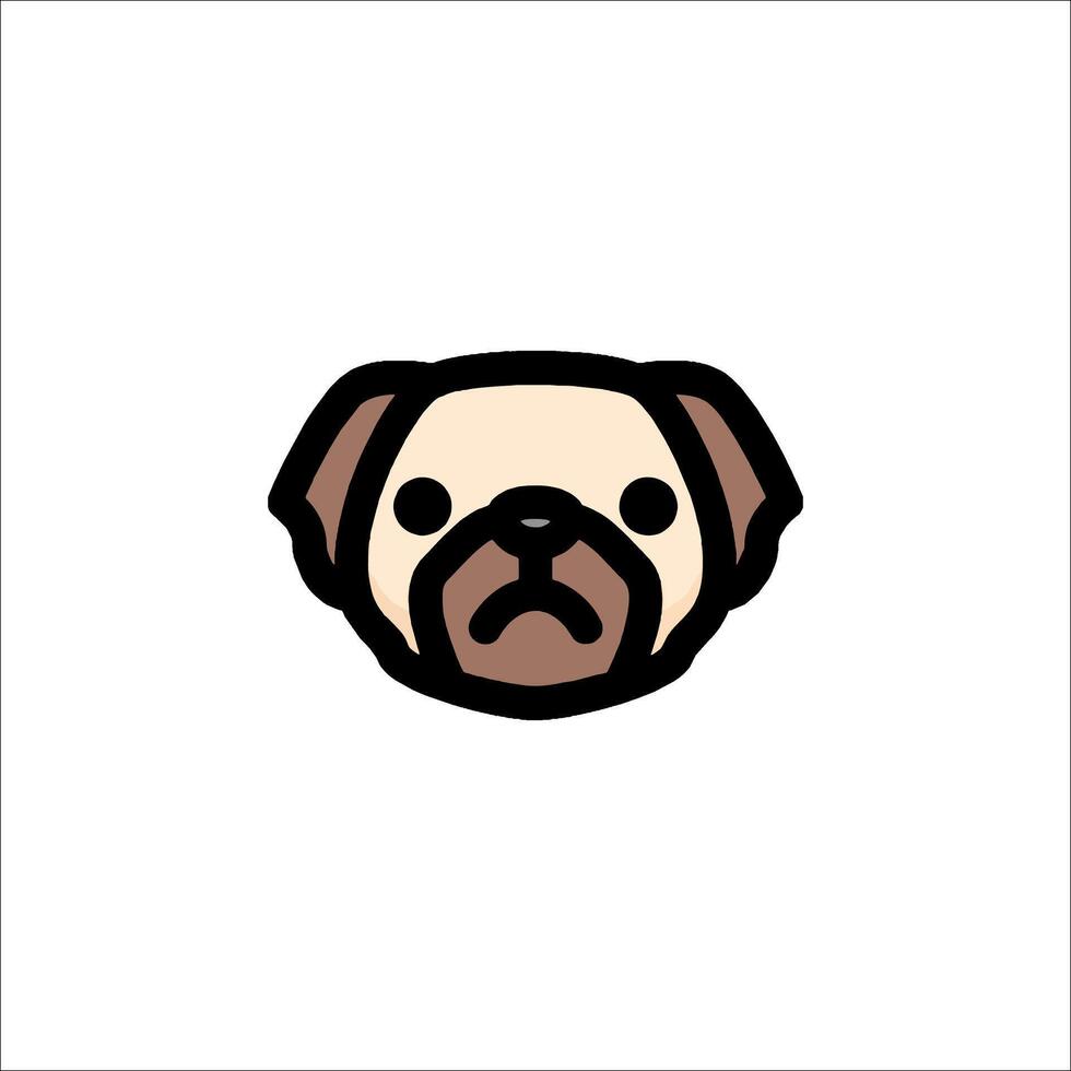 A pug dog head icon on a white background vector