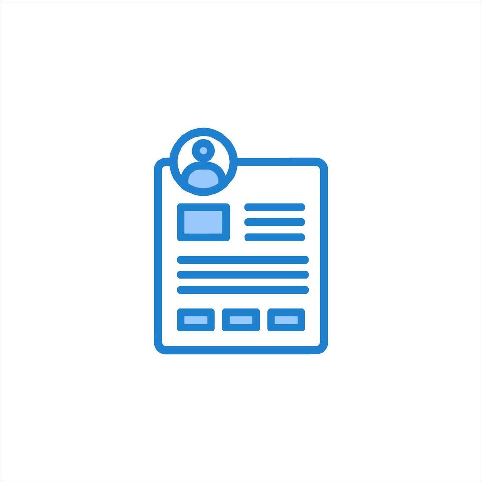 A blue line icon of a person on a paper vector