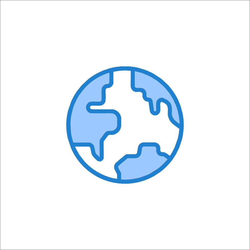 A globe icon with a blue outline vector
