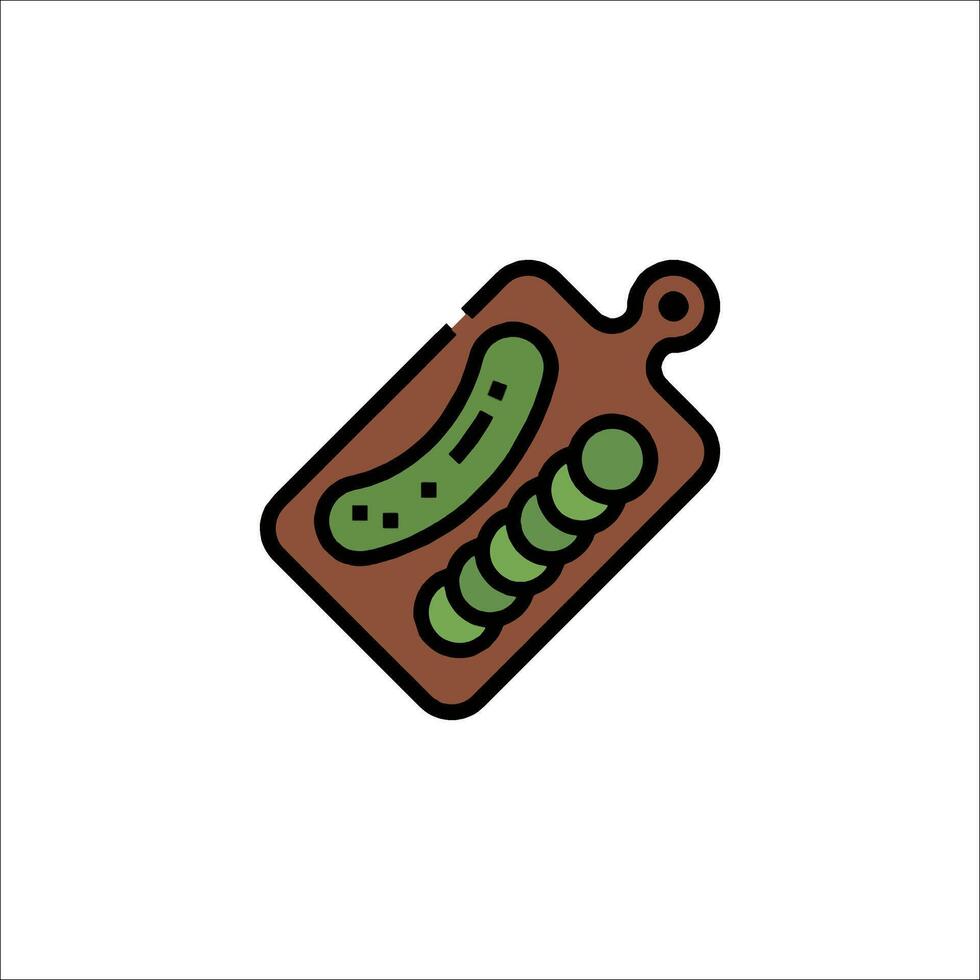 A green and brown sausage on a cutting board vector