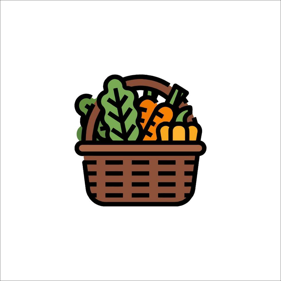 Basket of vegetables icon illustration vector