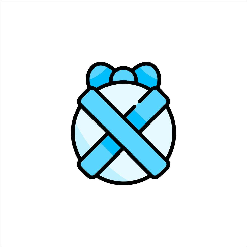 A blue and white ball with a crossed sign on it vector