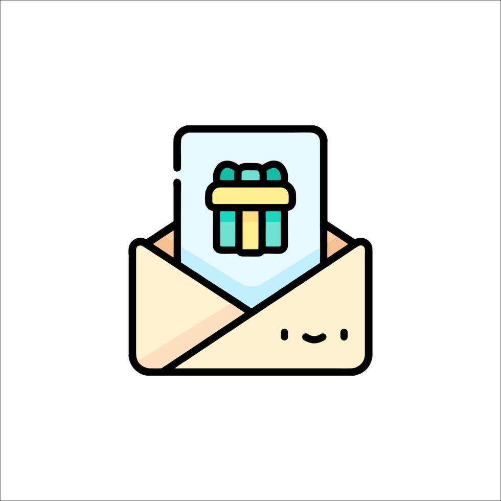 An envelope with a gift inside it vector