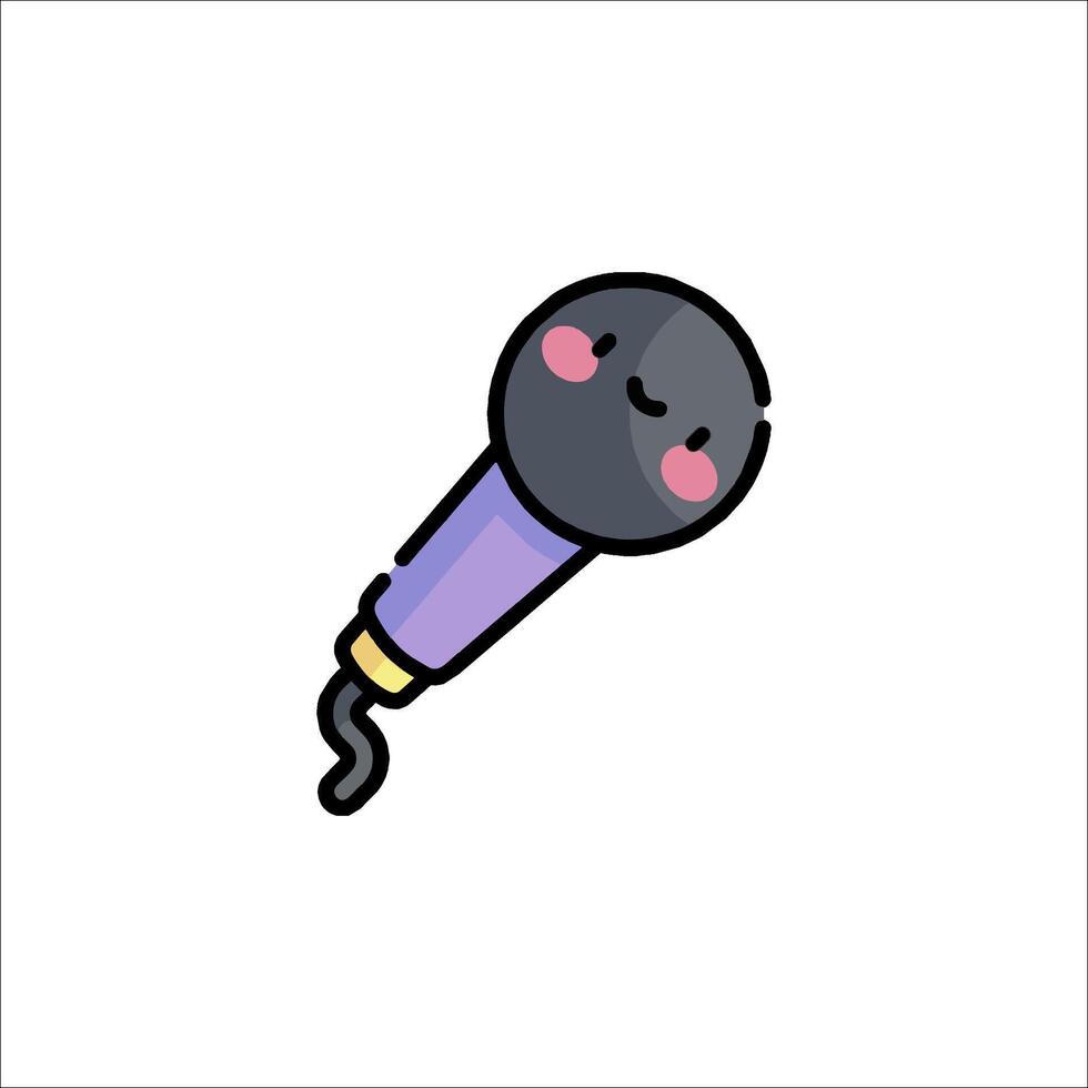 A microphone icon with a cute face vector