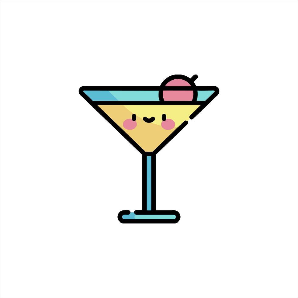 A cartoon martini with a smile on it vector