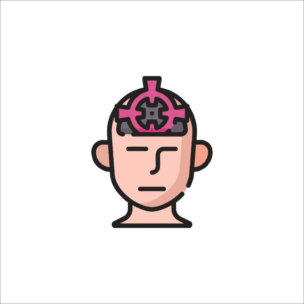 A man with a brain in the middle of his head vector