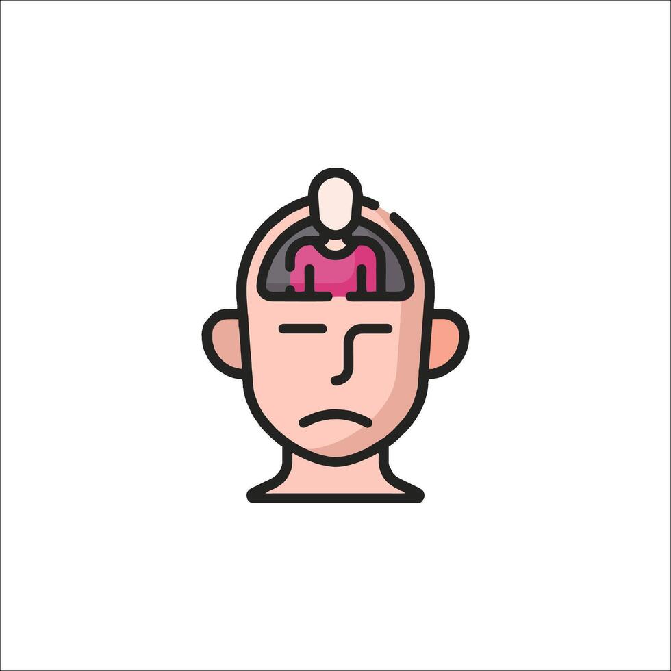 A man's head with a pink heart on it vector