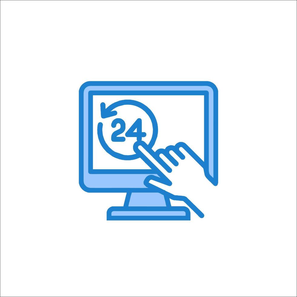 A hand pressing a button on a computer screen vector