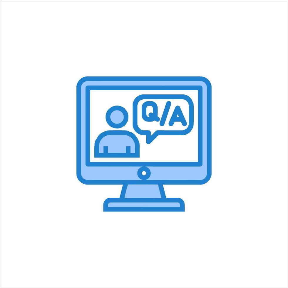 A computer with a q and a icon vector