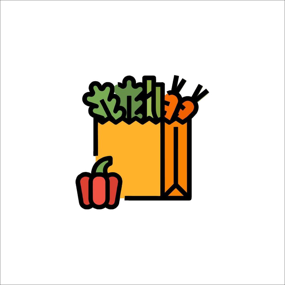 A grocery bag with vegetables and a pepper vector