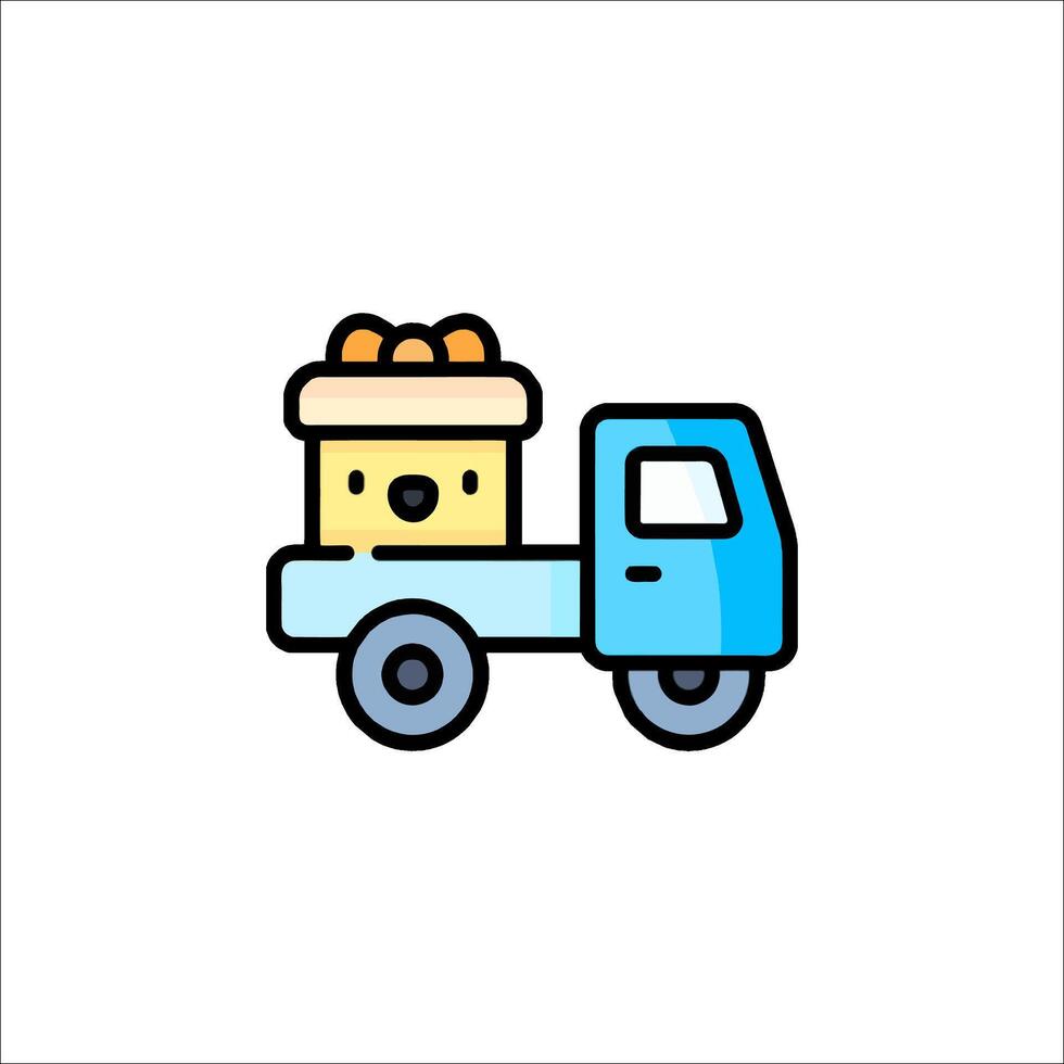 A cartoon truck with a box on the back vector