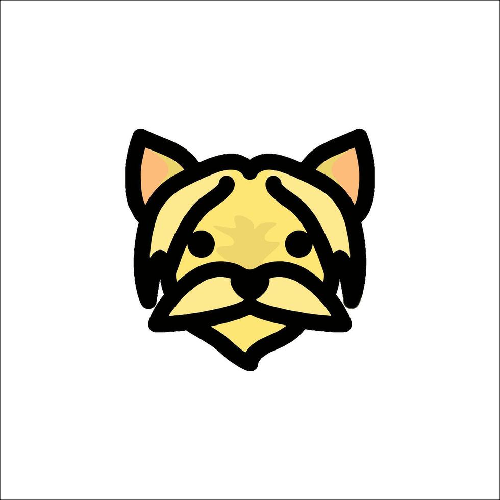 A yellow dog head with a mustache vector