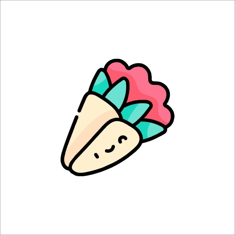 A cute little ice cream cone with a flower on it vector