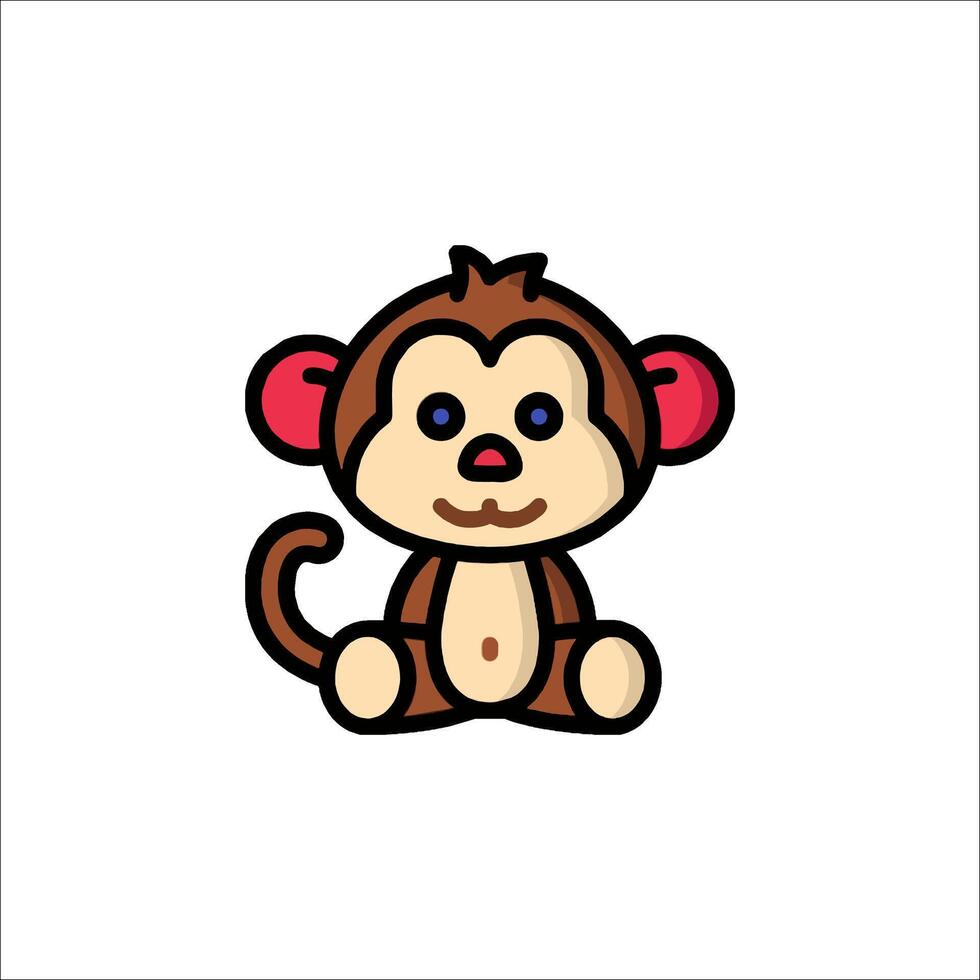 A cartoon monkey sitting on the ground vector