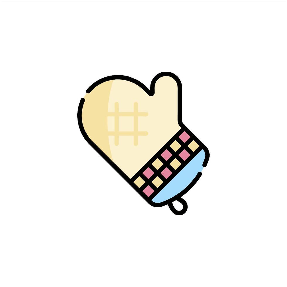 An oven mitt icon with a checkerboard pattern vector