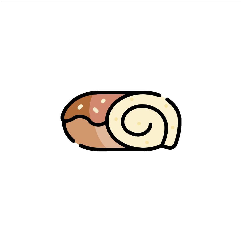 A roll of bread with a spiral pattern vector