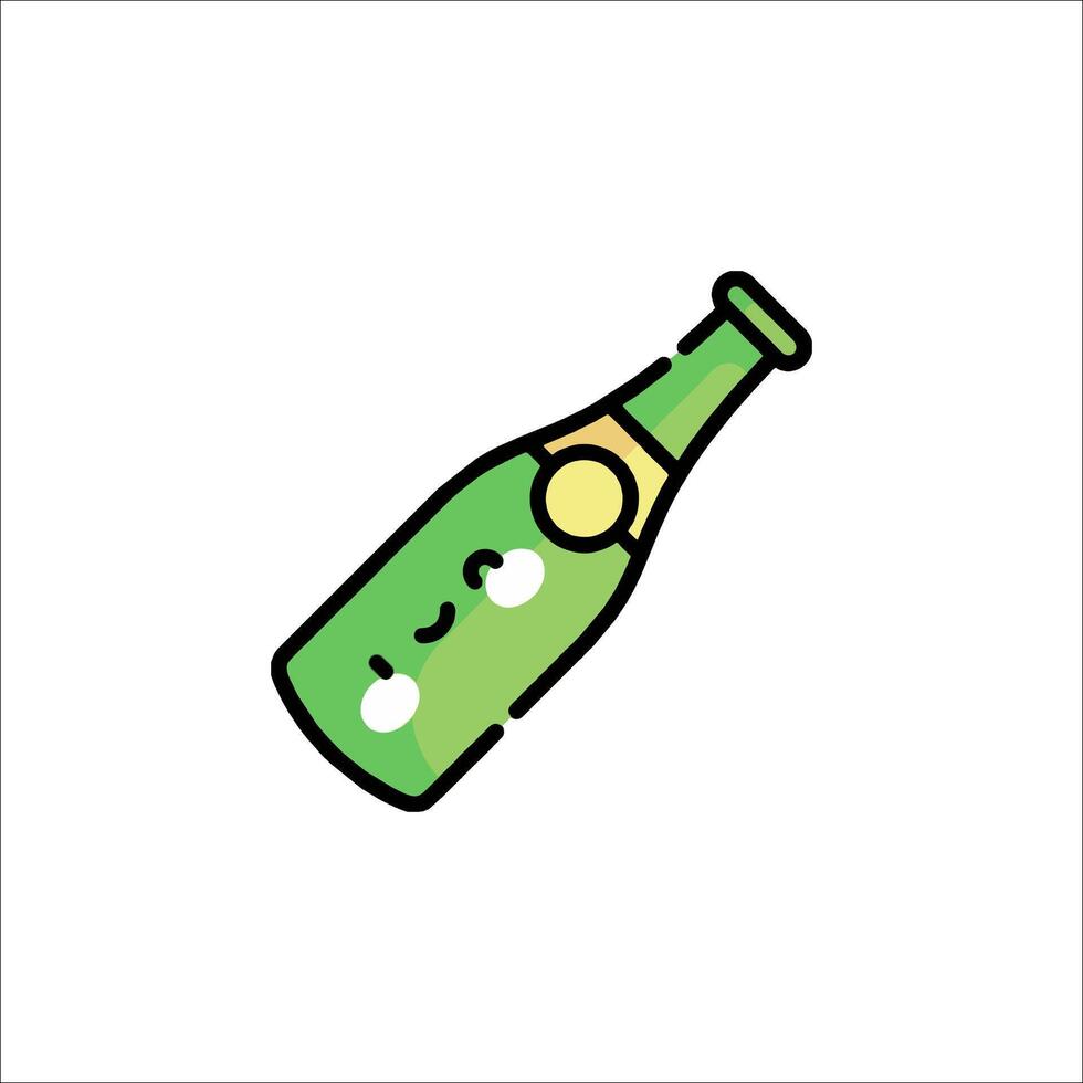 A bottle of champagne with a smiley face on it vector