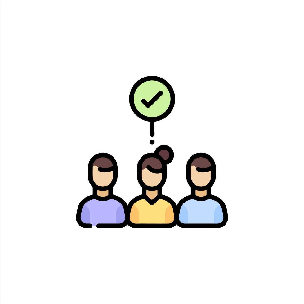 A group of people with a check mark above them vector