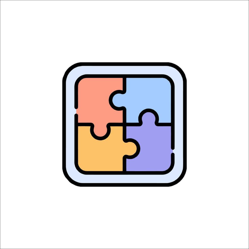 A puzzle piece icon with four pieces vector