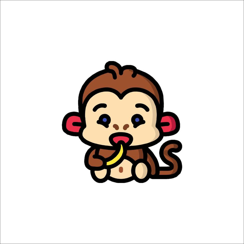A cartoon monkey eating a banana vector